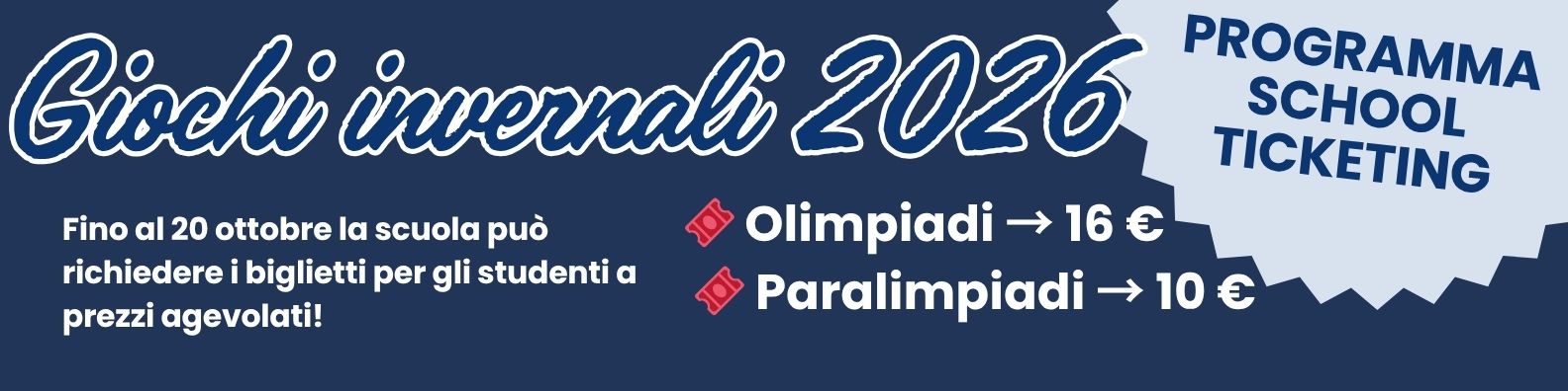 Fino al 20 ottobre per il Programma School Ticketing – Milano Cortina 2026